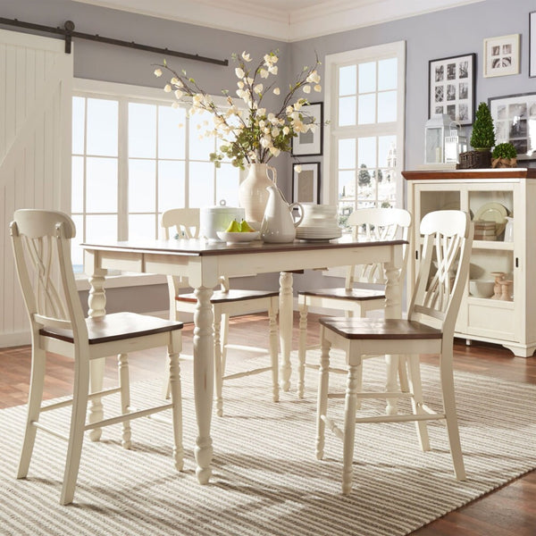 Counter Height Two-Tone Extending Dining Set - Antique White, 7-Piece Set