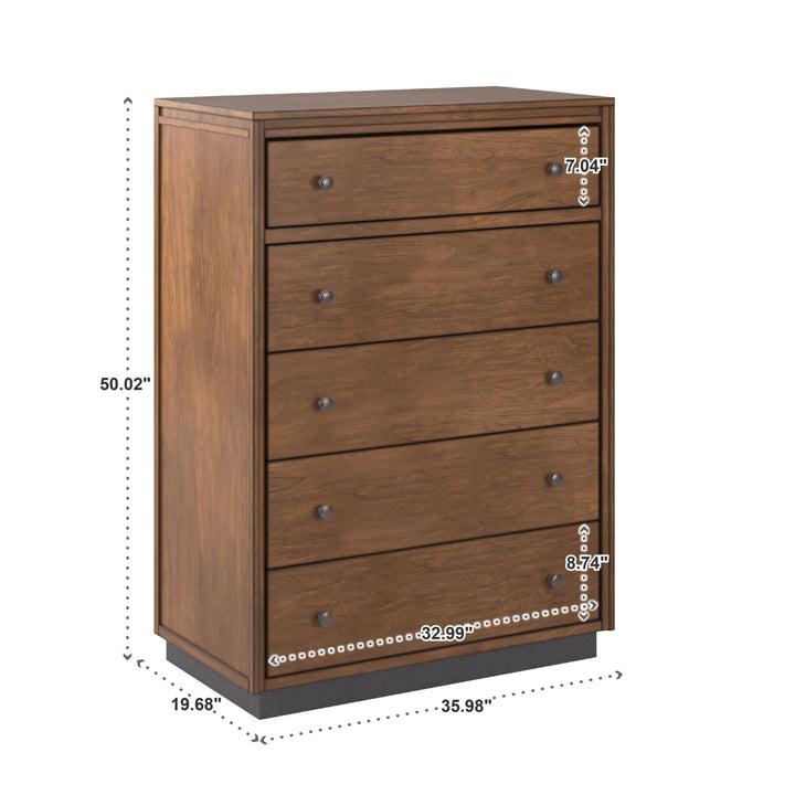 Walnut Finish 5-Drawer Modular Chest