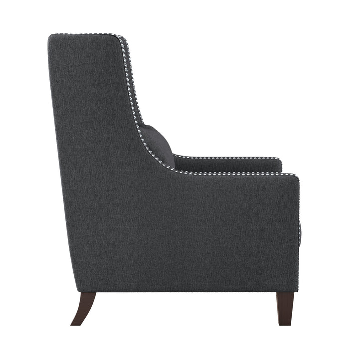 Accent Chair with Kidney Pillow, Dark Grey 100% Polyester