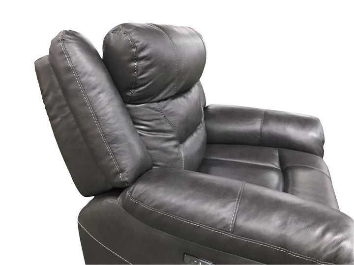 Power Reclining Chair with Power Headrest & Usb Port, Dark Gray Top Grain Leather Match Pvc