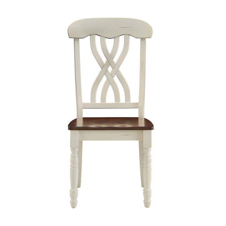 Two-Tone Antique Dining Chairs (Set of 2) - Antique White, Cross Back