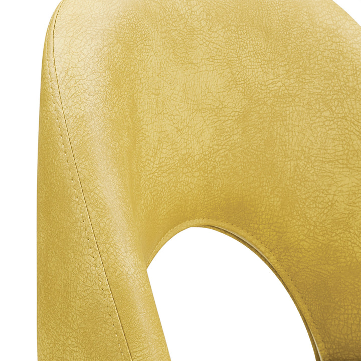 Metal Swivel Stools (Set of 2) - Yellow PU Leather, 24" Counter Height