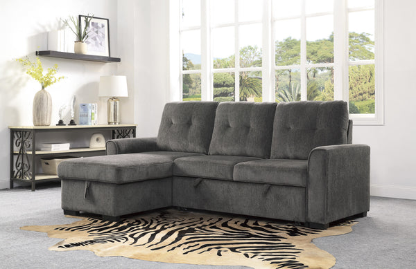 2-Piece Reversible Sectional with Pull-out Bed and Hidden Storage