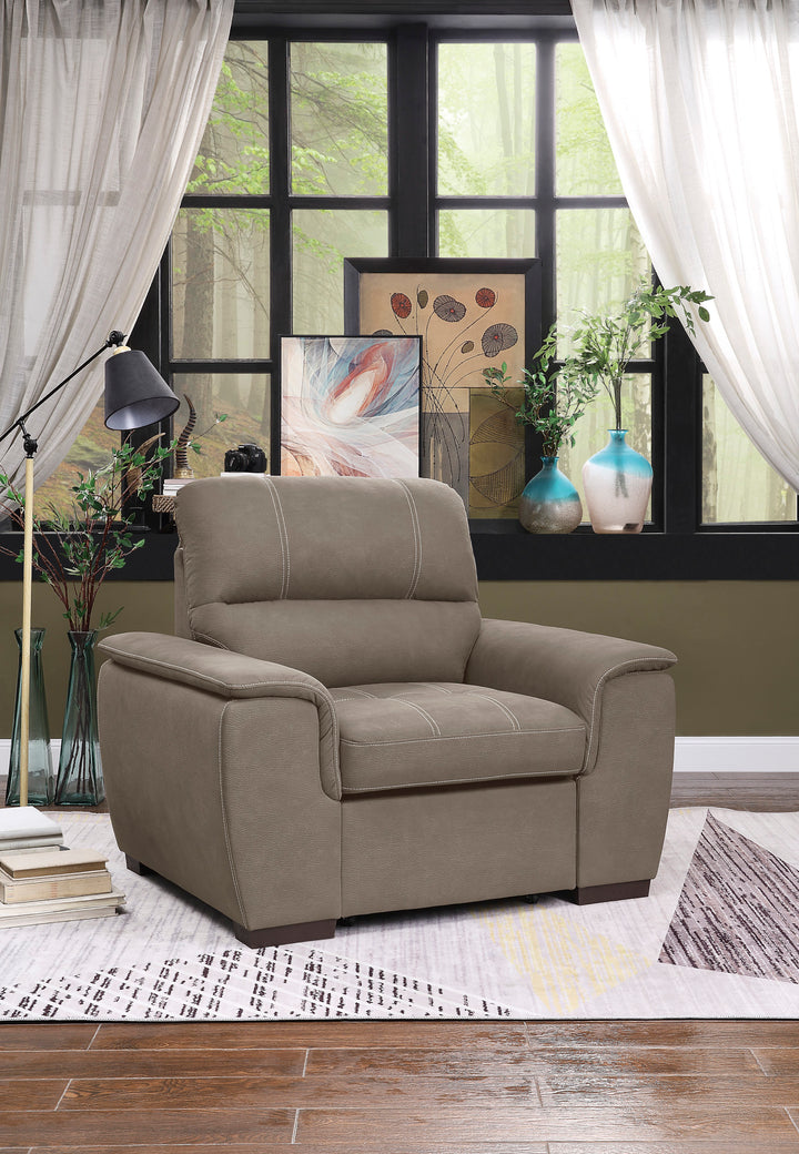 Chair with Pull-Out Ottoman, Taupe 100% Polyetser