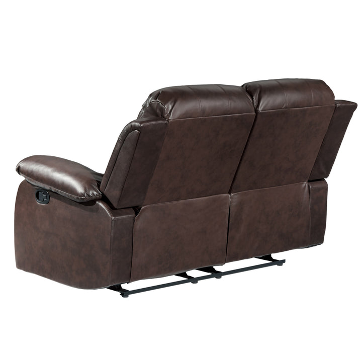 Cranley Brown Bonded Leather Double Reclining Loveseat
