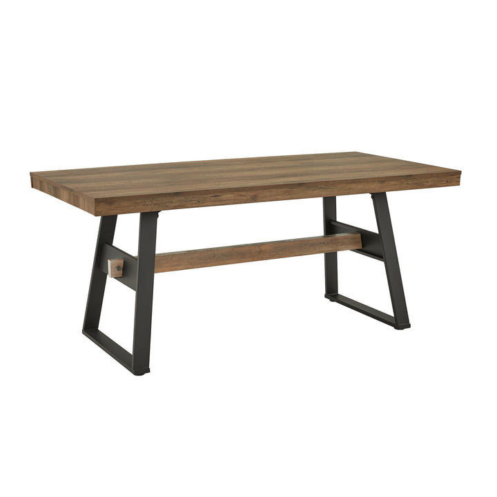 69" Black Metal Brown Wood Finish 4-person Dining Table