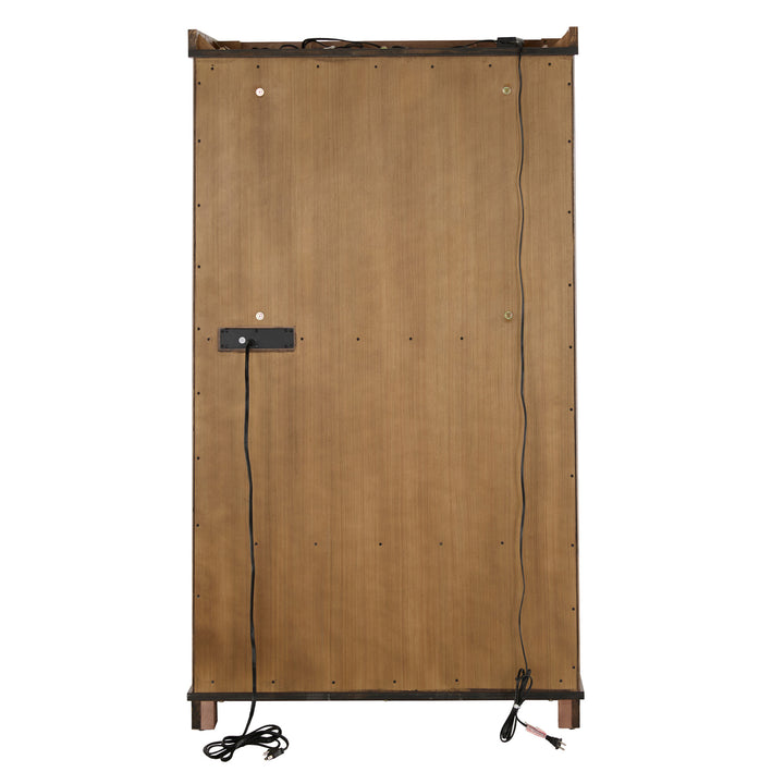 Bar Wine Storage Cabinet with Keys and LED Lights - Walnut Finish