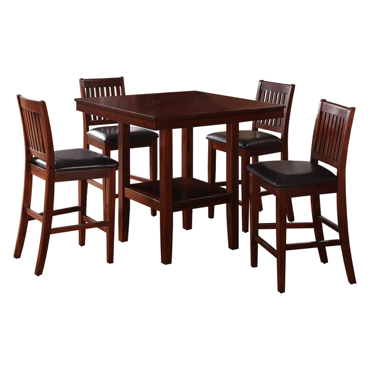 Galena Warm Cherry Finish 5Pc Pack Counter Height Set