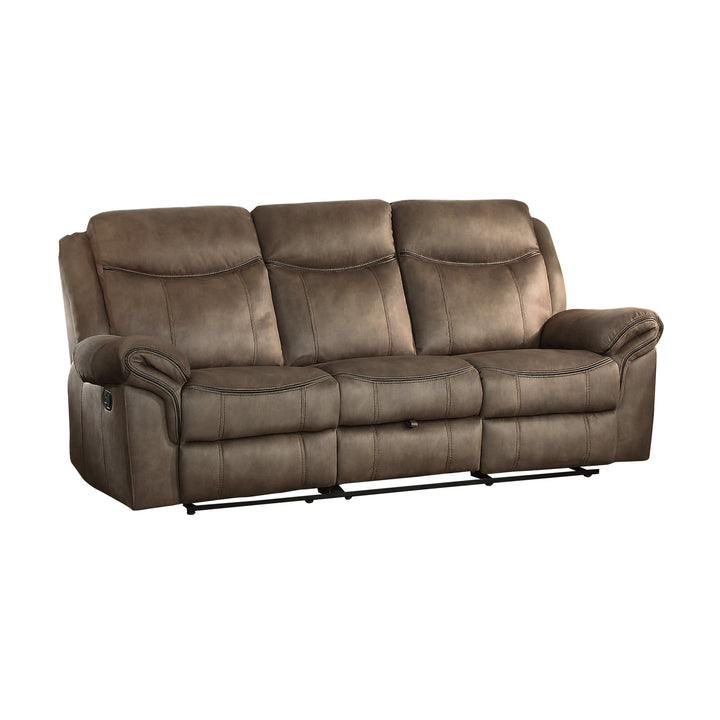 Double Reclining Sofa with Center Drop-Down Cup Holders, Receptacles, Hidden Drawer & Usb Ports