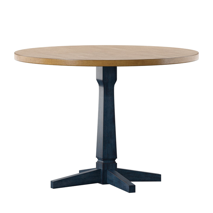 Round Two-Tone Dining Table - Antique Dark Denim