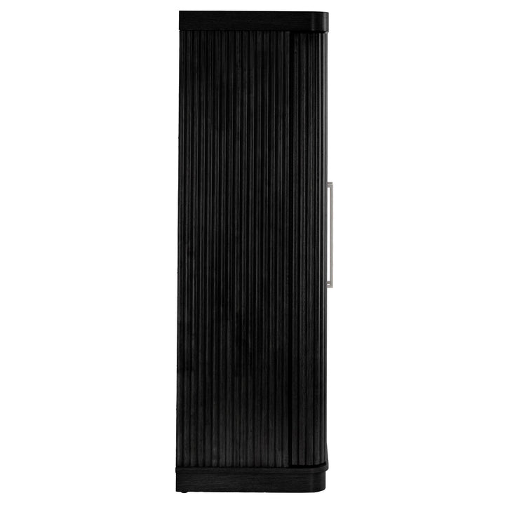 Bar Wine Storage Cabinet with Keys and LED Lights - Black Oak Finish