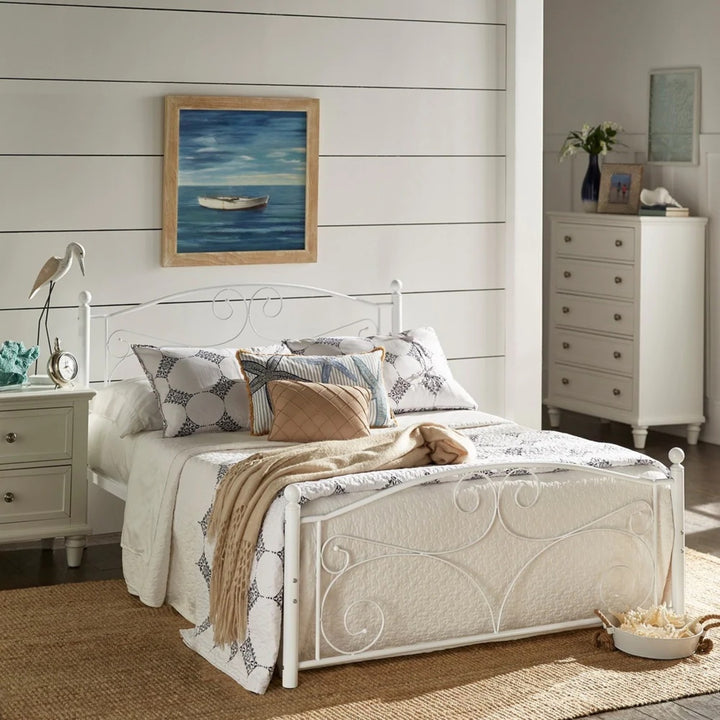 White Metal Platform Bed - Full
