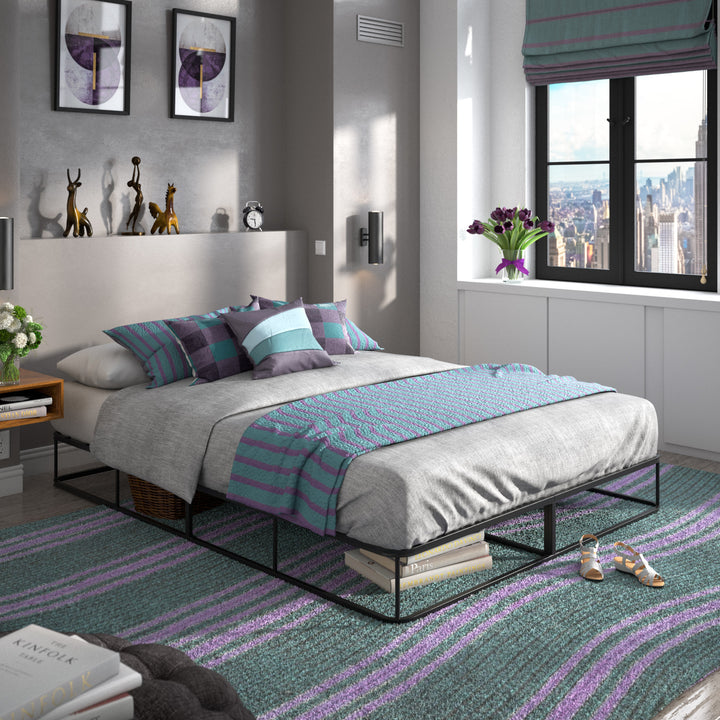 Black Metal Platform Bed Frame - Queen Size