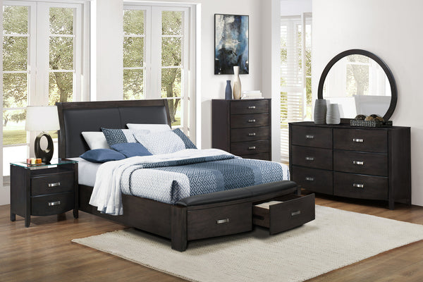 Eastern King Sleigh Platform Bed with Footboard Storage
