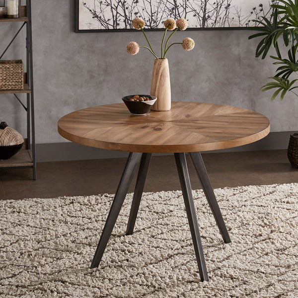 Oak Top Black Finish Dining Table