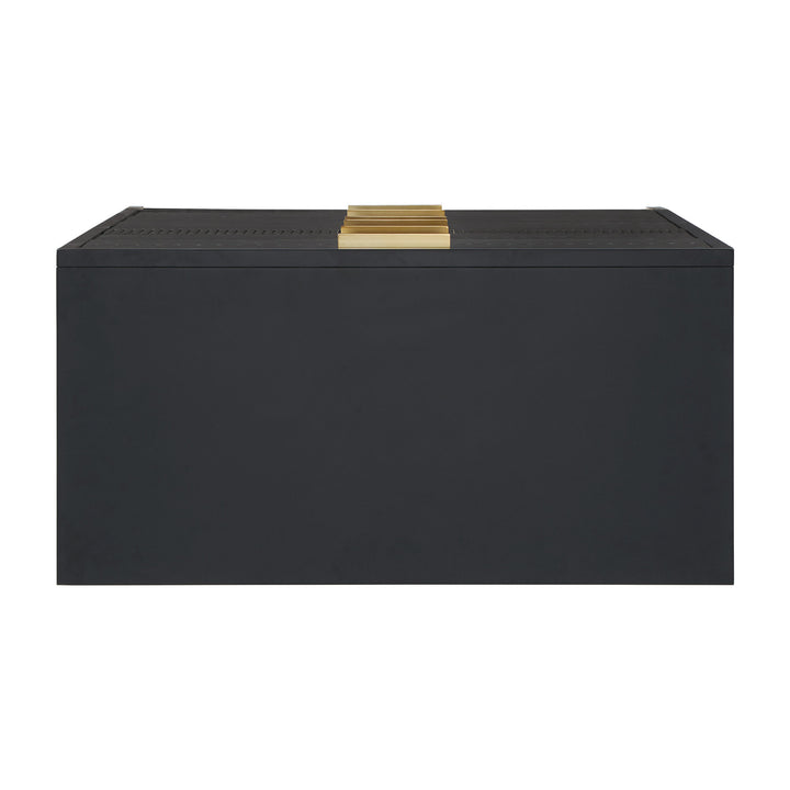 36" Wide 6 - Drawer Chest - Black Finish, Gold Accent
