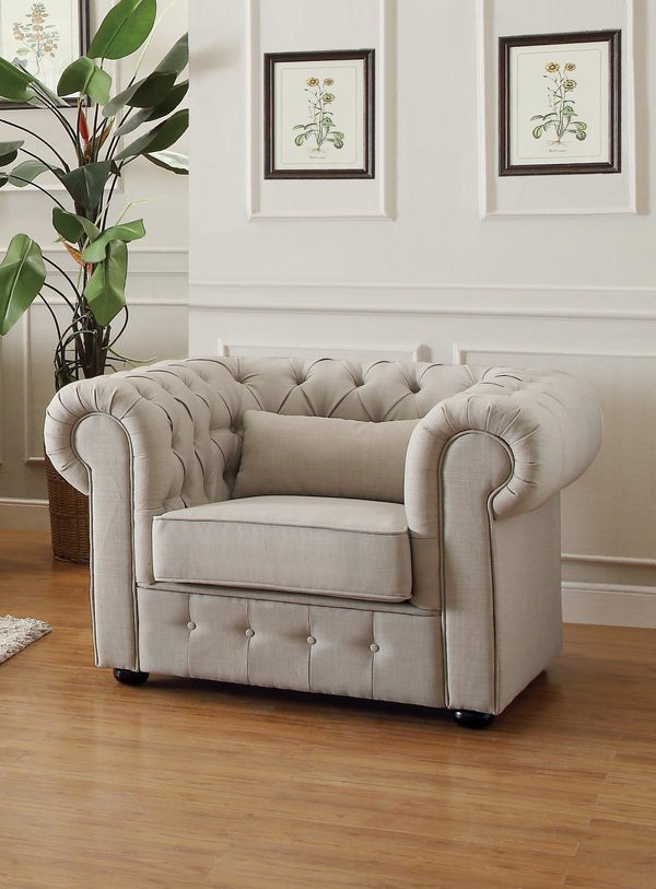 Savonburg Neutral Tone Fabric Chair With 1 Pillow