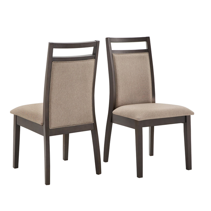 Espresso and Grey Linen Dining Chair (Set of 2)