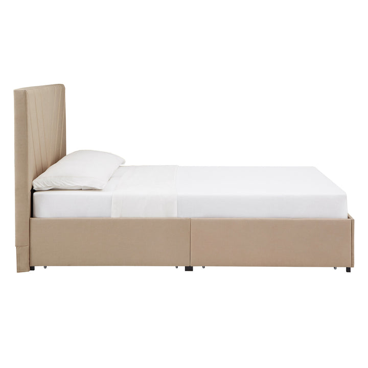 V-Channel Headboard Storage Platform Bed - Queen Size