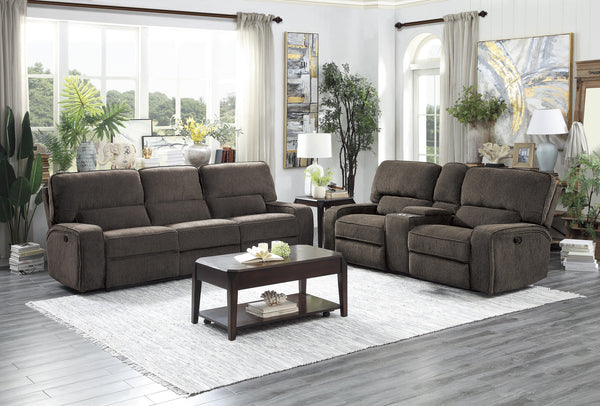 Double Reclining Loveseat with Center Console, Chocolate 100% Polyester