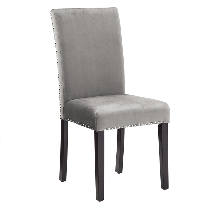 Nailhead Velvet Upholstered Chairs (Set of 2) - Side Dining Chair, Grey