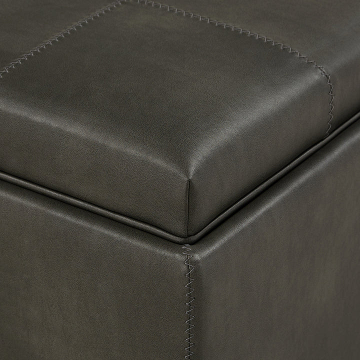 Storage Ottoman - Gray Faux Leather