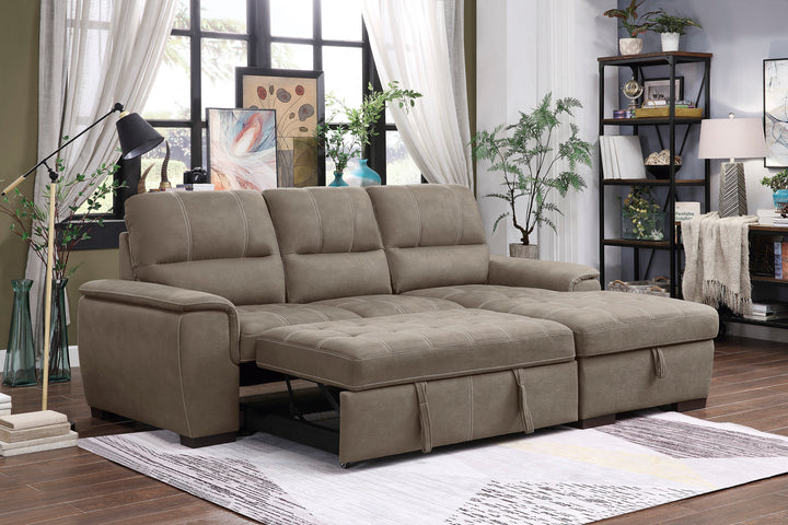 2-Piece Sectional with Pull-out Bed and Right Chaise with Hidden Storage