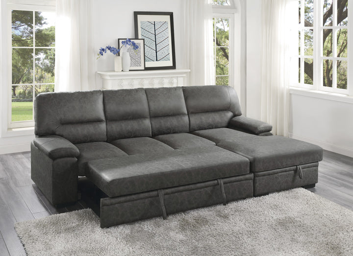 2-Piece Sectional with Pull-out Bed and Chaise with Hidden Storage