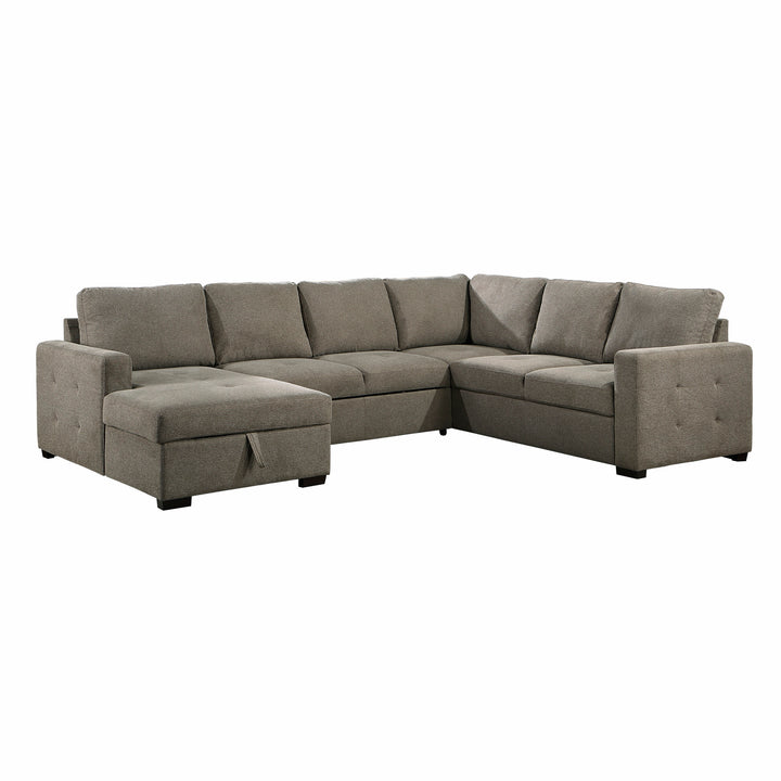 3-Piece Sectional with Pull-out Bed and Left Chaise with Hidden Storage