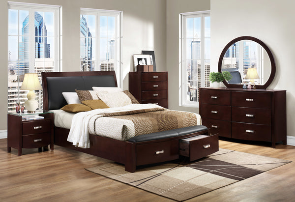 Lyric Dark Espresso Finish Nightstand with Glass Top