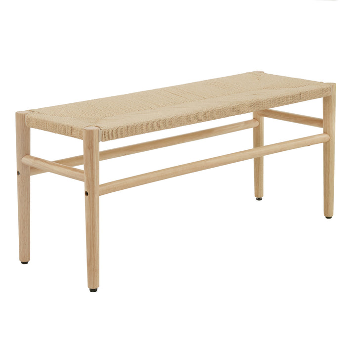 Solid Wood Bench with Weave Rope