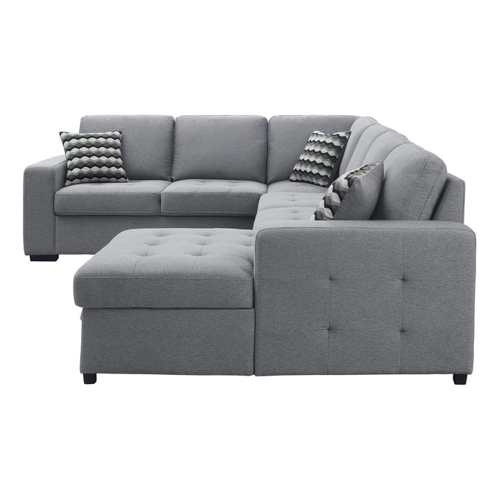 4-Piece Sectional with Pull-out Bed and Right Chaise with Hidden Storage