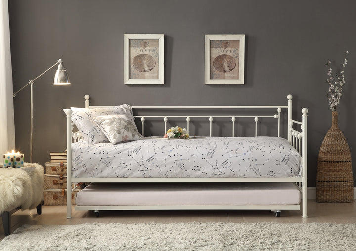 White Powder Coat Finish Daybed with Trundle