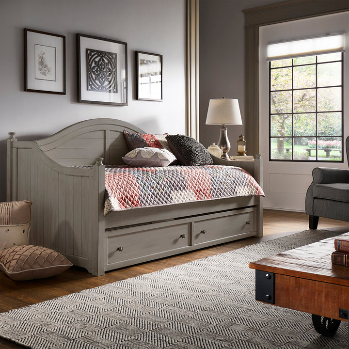 Traditional Paneled Wood Daybed - Antique Grey, With Trundle