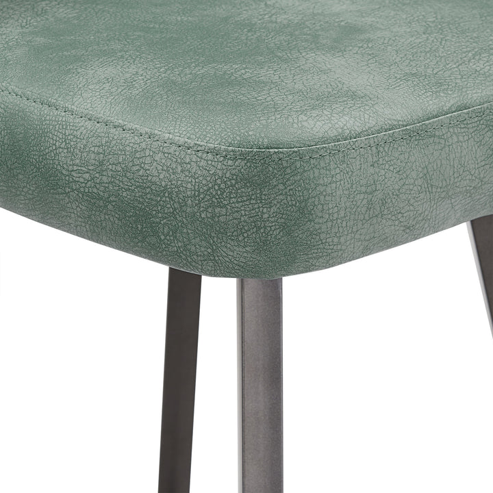 Metal Swivel Stools (Set of 2) - Teal PU Leather, 24" Counter Height