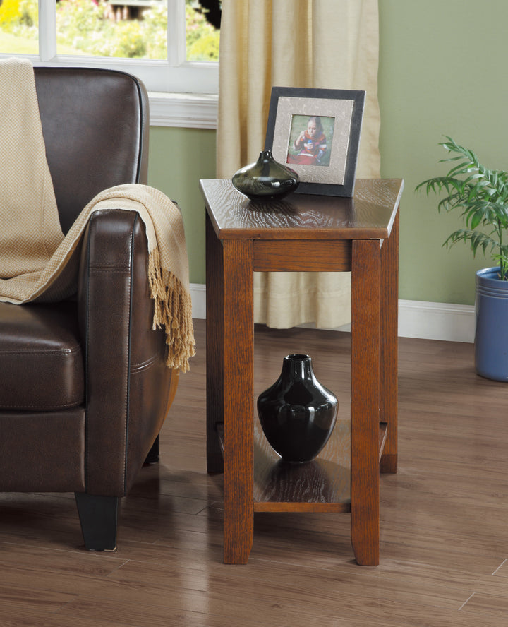Elwell Espresso Finish Wedged Chairside Table