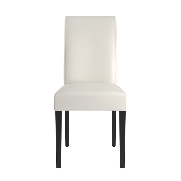 Faux Leather 5-Piece Dining Set - White Faux Leather, Rectangular Dining Table