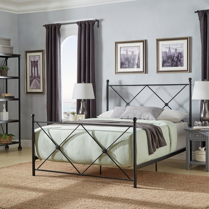Double X Black Metal Bed - Queen