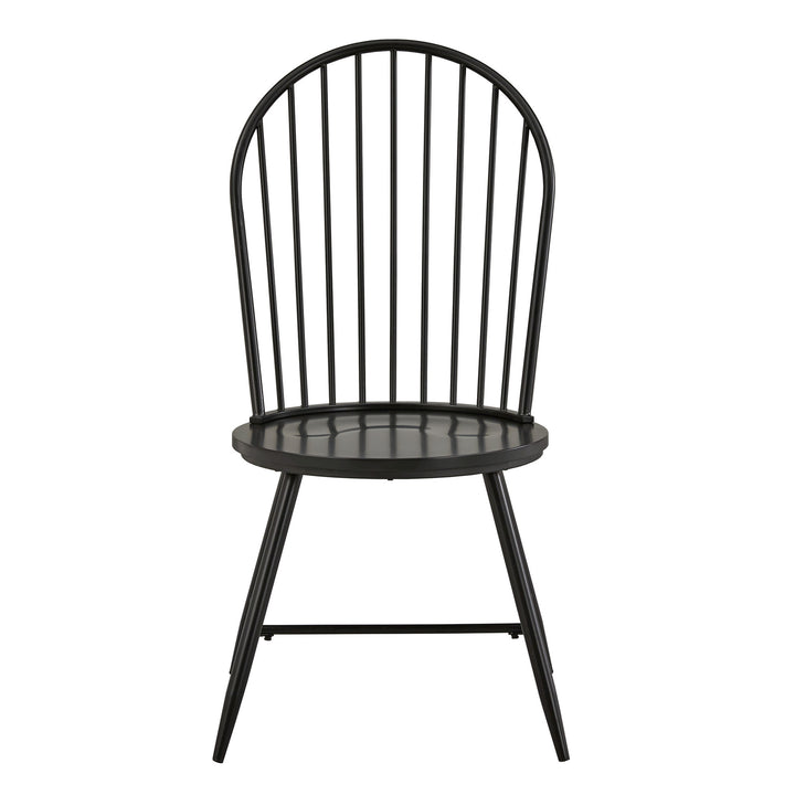 Hoop High Back Windsor Metal Side Chair with Wood Seat (Set of 2) - Black