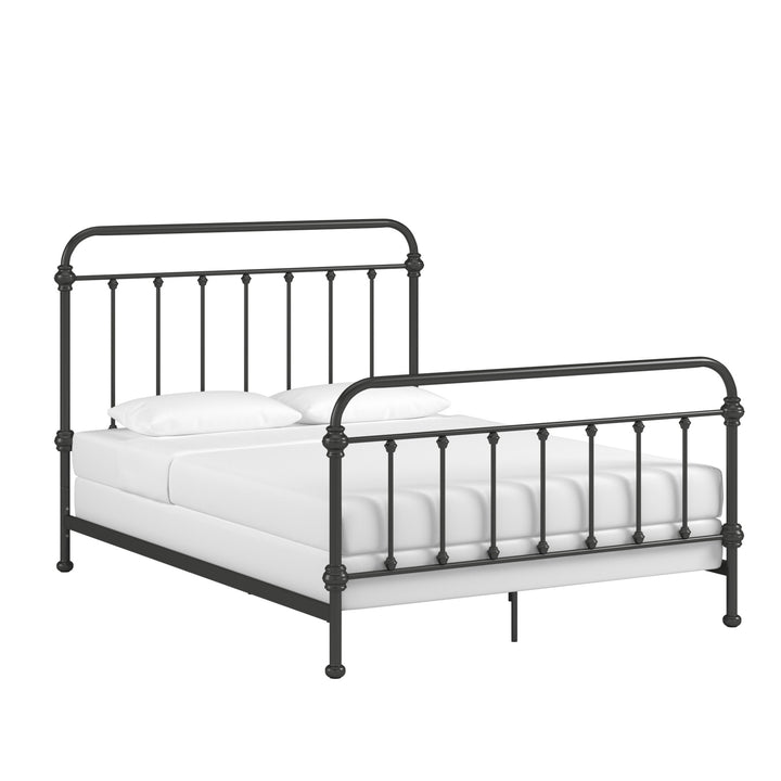 Antique Graceful Victorian Iron Metal Bed - Dark Bronze, Queen