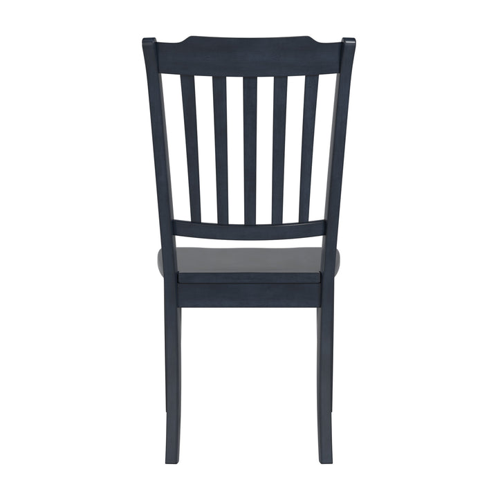 Slat Back Wood Dining Chairs (Set of 2) - Antique Dark Denim Finish