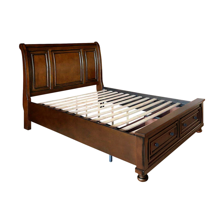 Full Sleigh Platform Bed with Footboard Storage