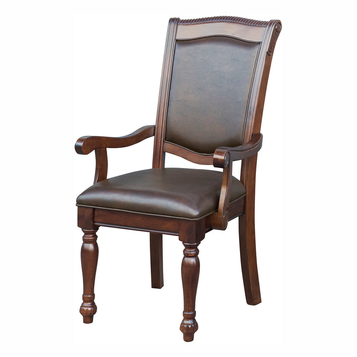 Set Of 2, Brown Pu Arm Chair