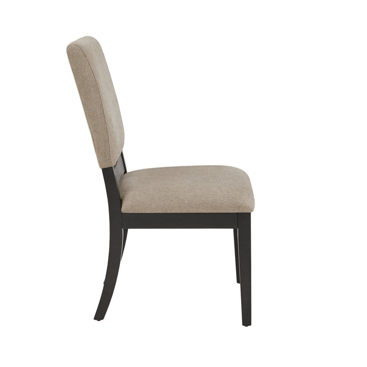 Black Finish Light Gray Linen Dining Chair (Set of 2)