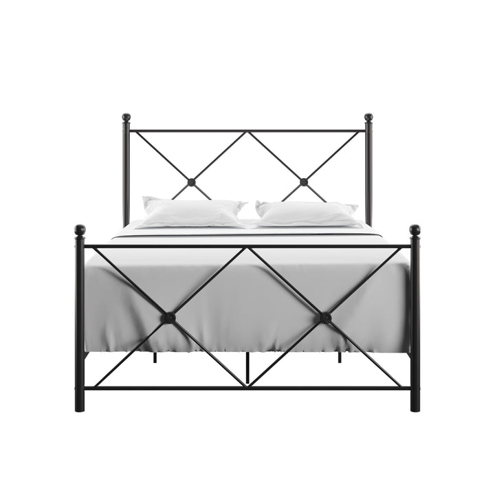 Double X Black Metal Bed - Queen