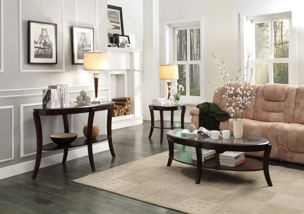 Pierre Rich Espresso Finish Sofa Table with Glass Insert
