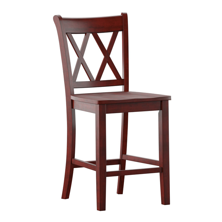 Double X-Back Counter Height Chairs (Set of 2) - Antique Berry Finish