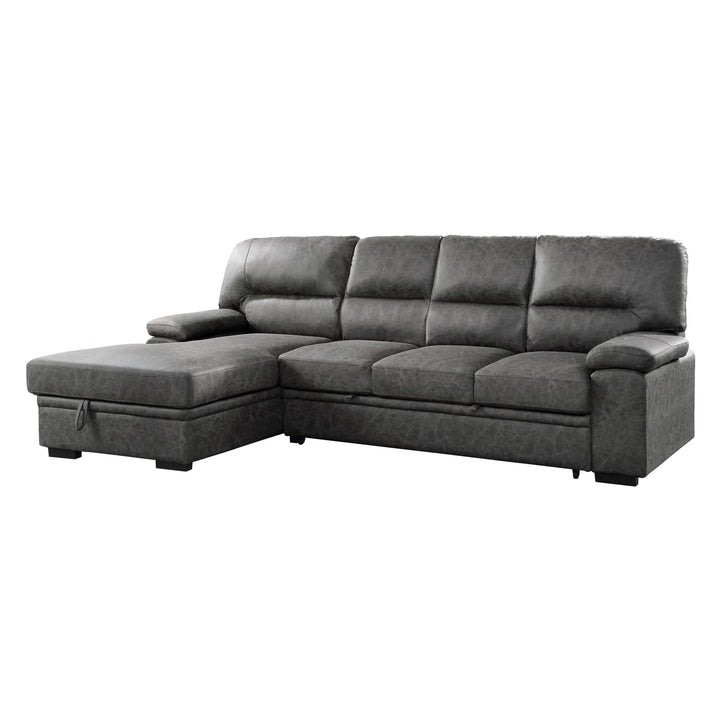 2-Piece Sectional with Pull-out Bed and Chaise with Hidden Storage