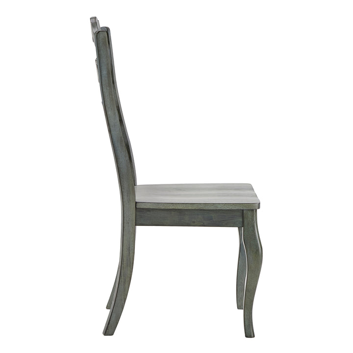 French Ladder Back Wood Dining Chairs (Set of 2) - Antique Sage Green