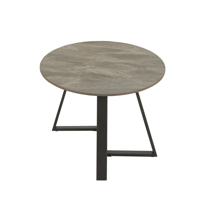 Glossy Sintered Stone with Gray Metal Base Table - Gray Top